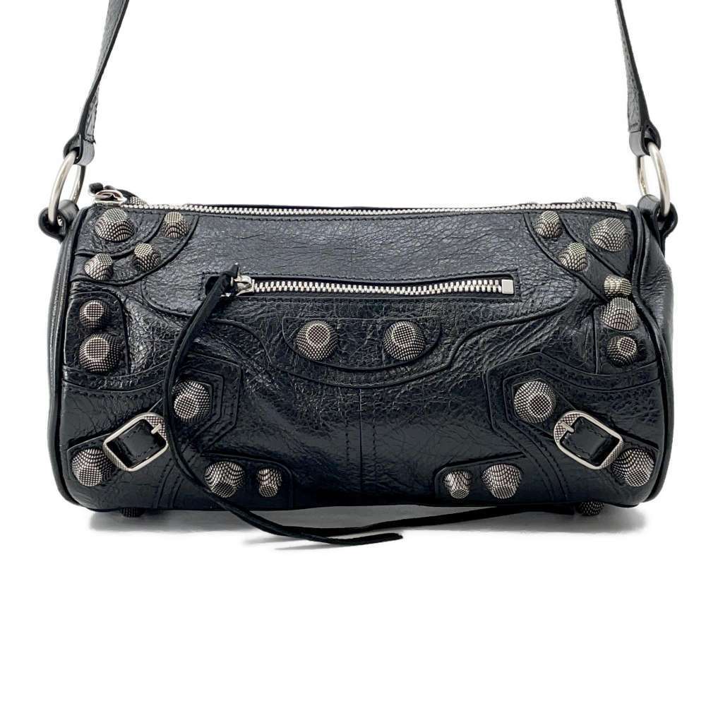 Balenciaga shoulder bag Lucagol cylinder leather black